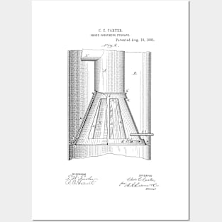 Smoke consuming furnace Vintage Retro Patent Hand Drawing Funny Novelty Gift Posters and Art